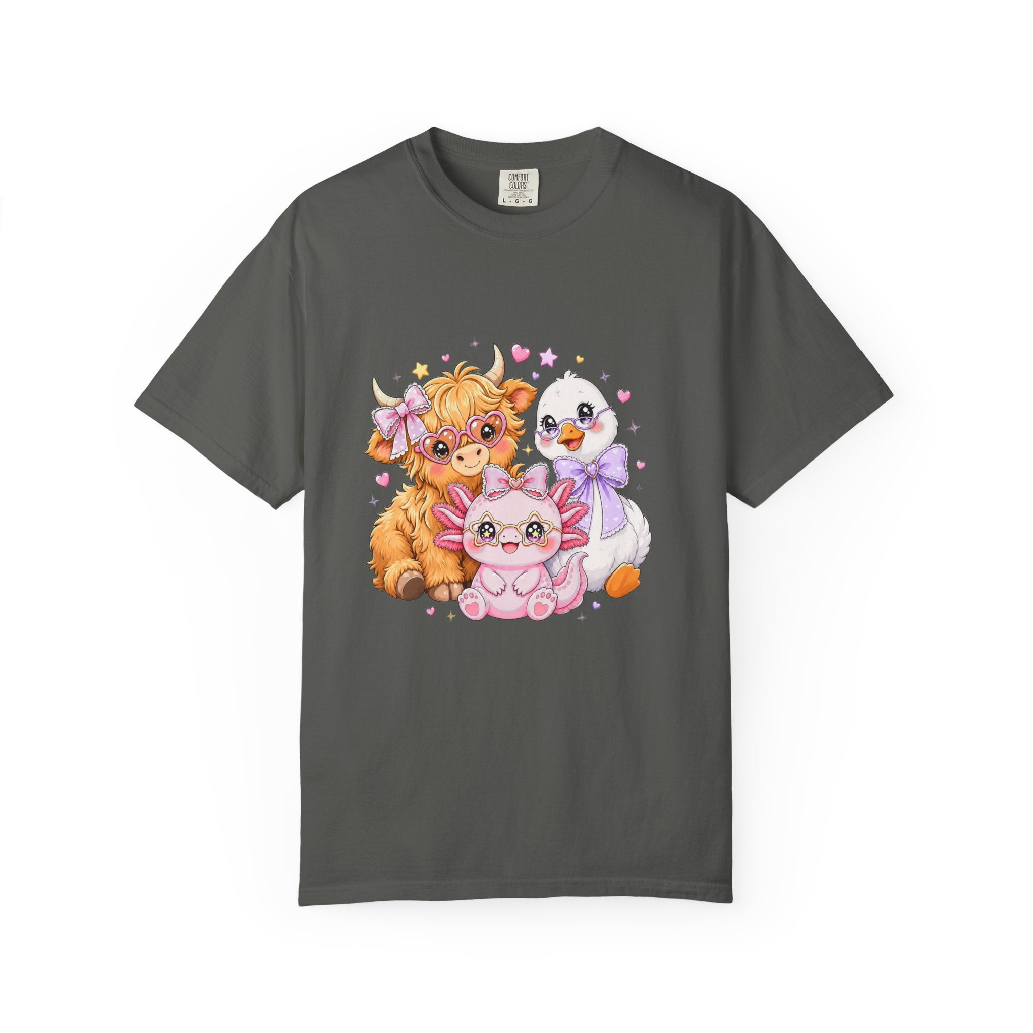 Cute Pastel Farm Animals cow chick kitten T-Shirt | Kawaii trio illustration| Gift for Her
