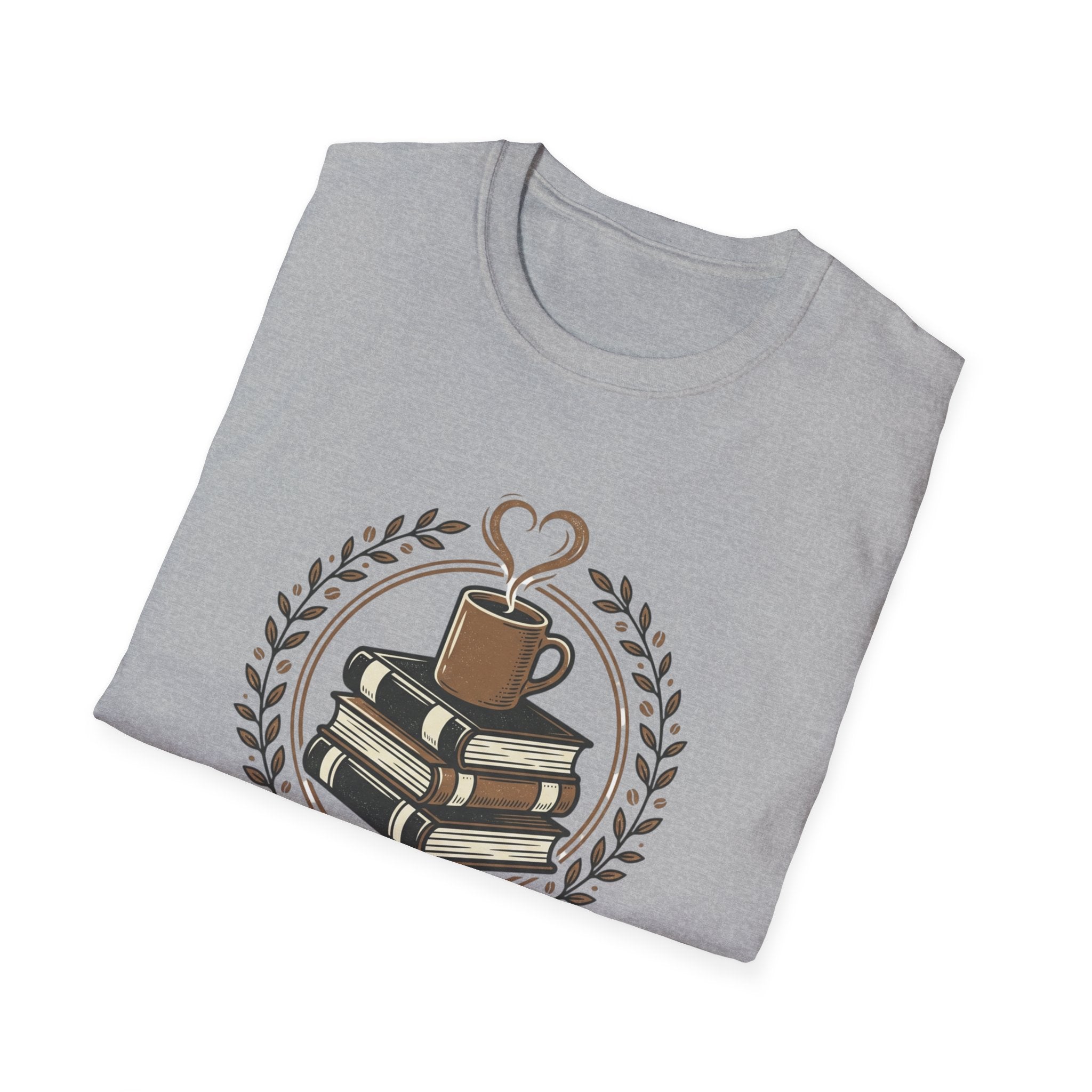 Books & Coffee T-Shirt | Stack of Books with Coffee Mug, Reading Lover Tee