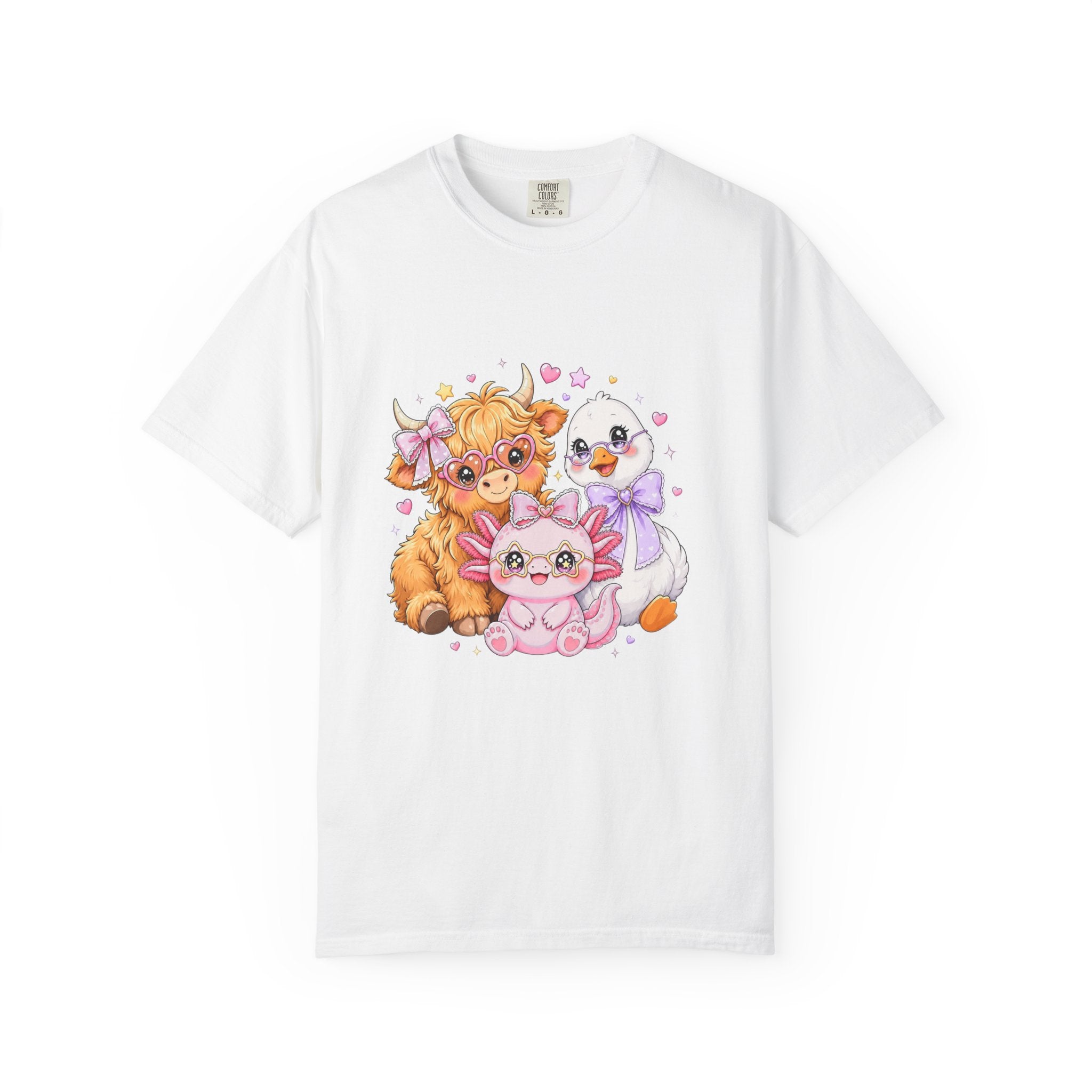 Cute Pastel Farm Animals cow chick kitten T-Shirt | Kawaii trio illustration| Gift for Her