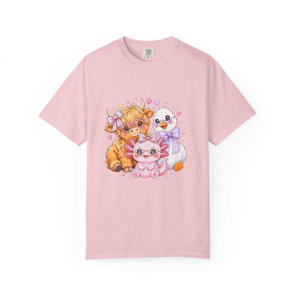 Cute Pastel Farm Animals cow chick kitten T-Shirt | Kawaii trio illustration| Gift for Her