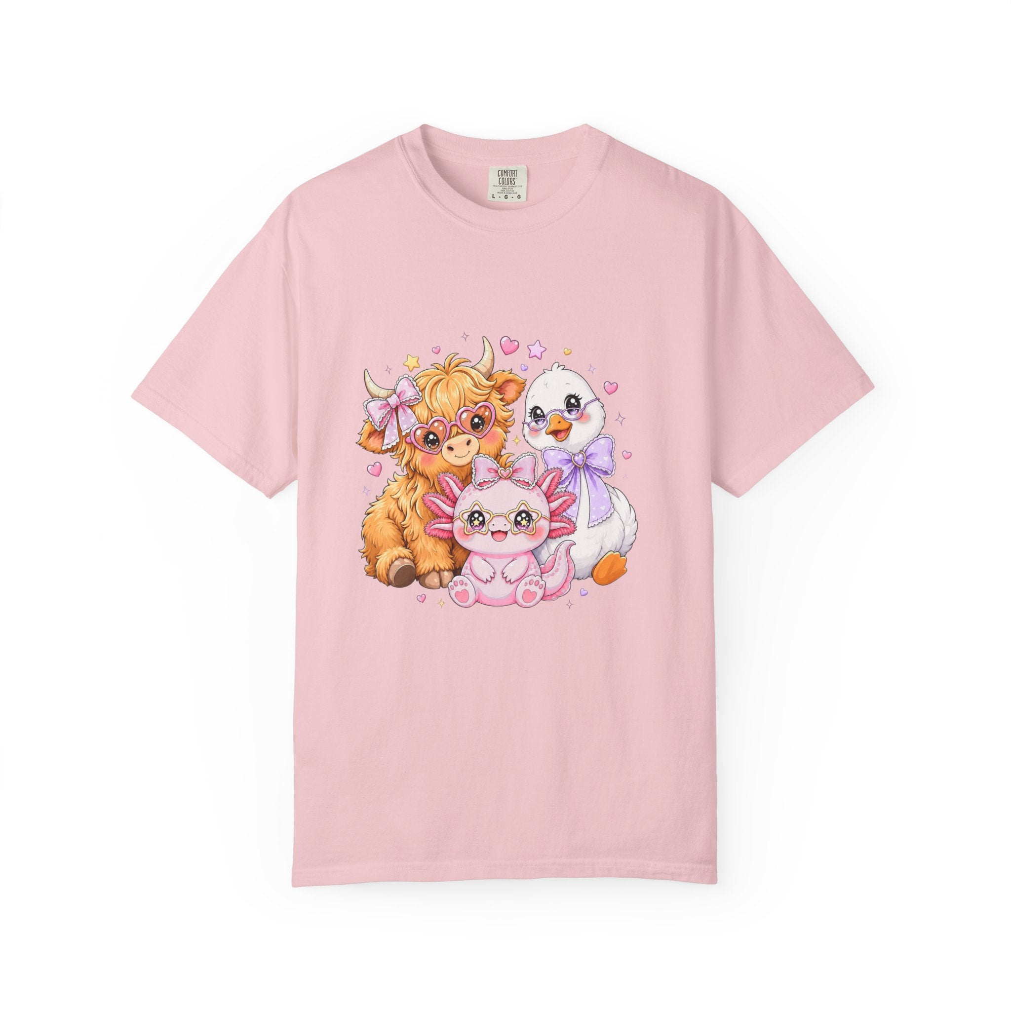 Cute Pastel Farm Animals cow chick kitten T-Shirt | Kawaii trio illustration| Gift for Her