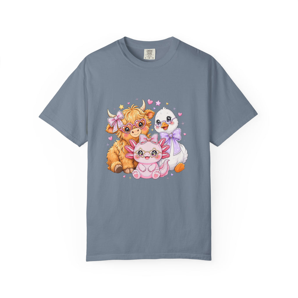 Cute Pastel Farm Animals cow chick kitten T-Shirt | Kawaii trio illustration| Gift for Her