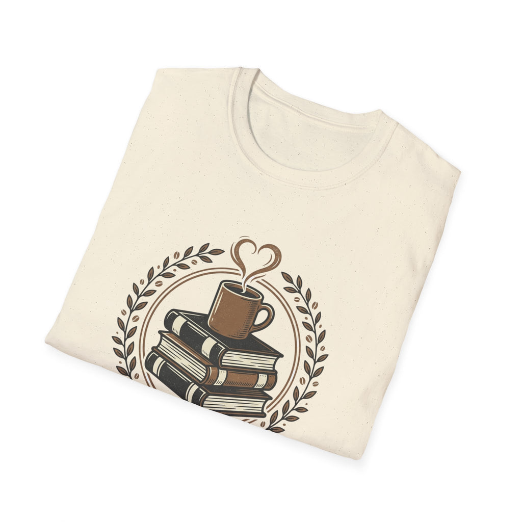 Books & Coffee T-Shirt | Stack of Books with Coffee Mug, Reading Lover Tee