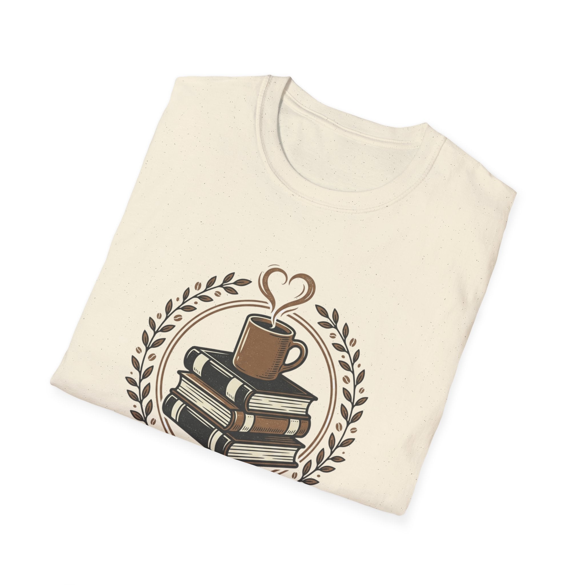 Books & Coffee T-Shirt | Stack of Books with Coffee Mug, Reading Lover Tee