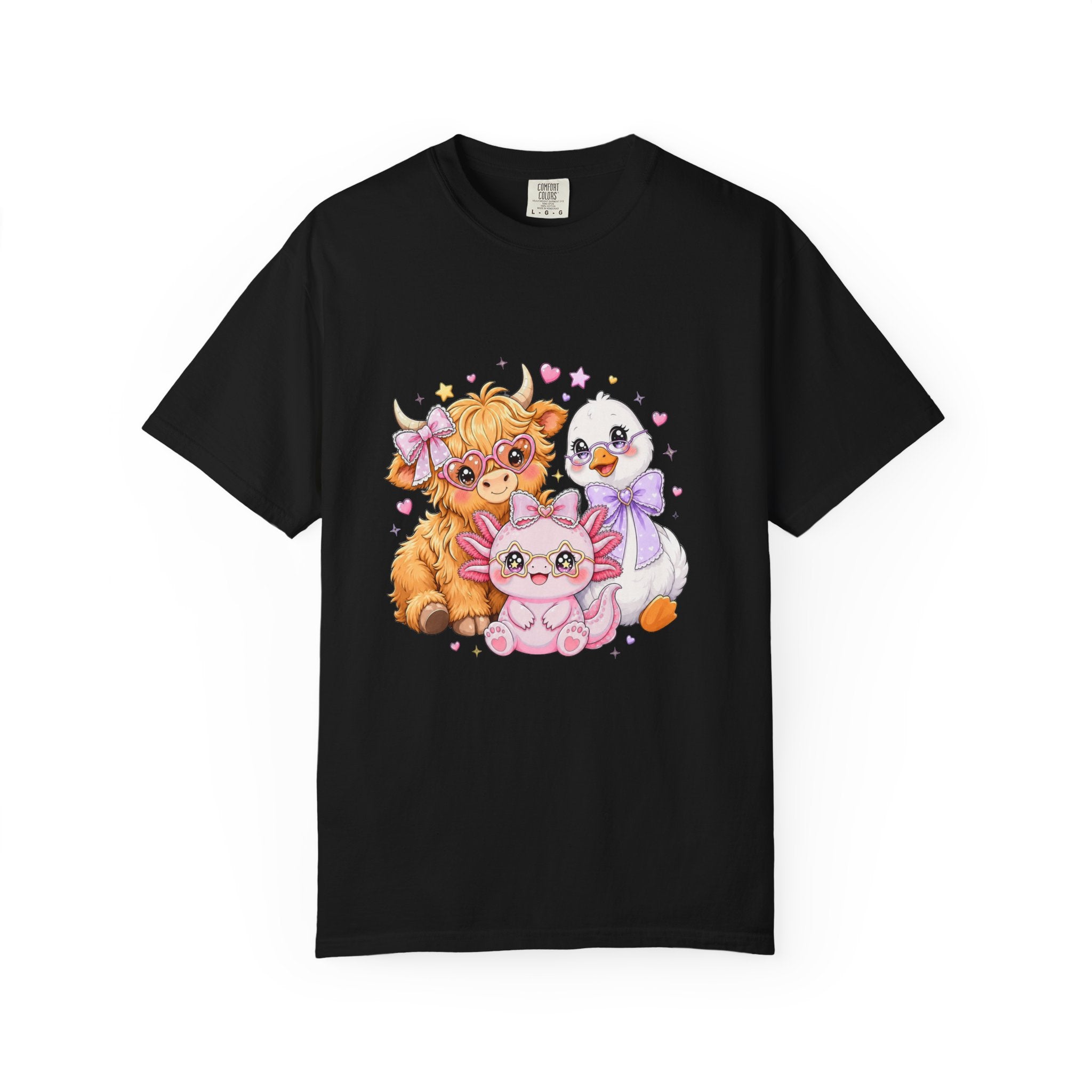 Cute Pastel Farm Animals cow chick kitten T-Shirt | Kawaii trio illustration| Gift for Her