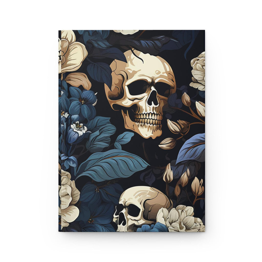 Skull Floral Hardcover Journal | Moody Botanical Notebook, Gothic Dark Floral Diary Gift for Her