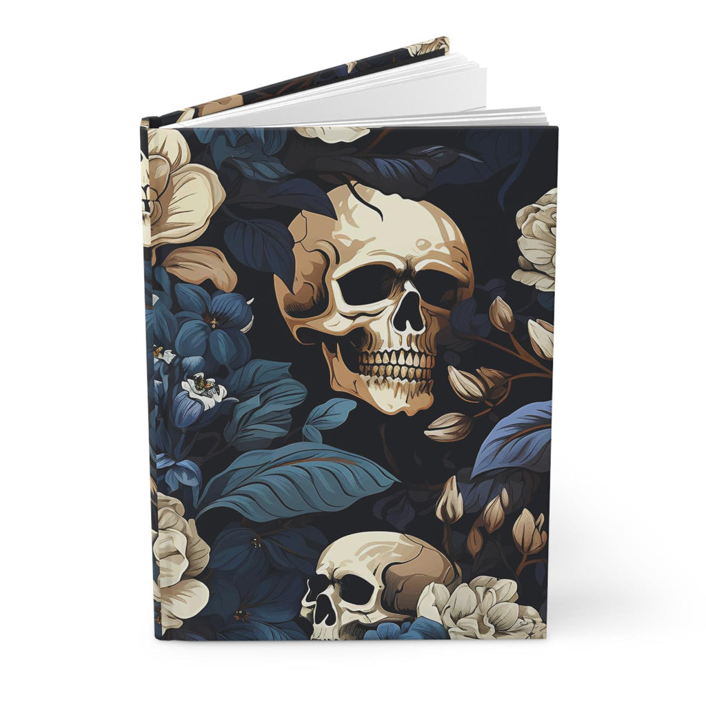 Skull Floral Hardcover Journal | Moody Botanical Notebook, Gothic Dark Floral Diary Gift for Her
