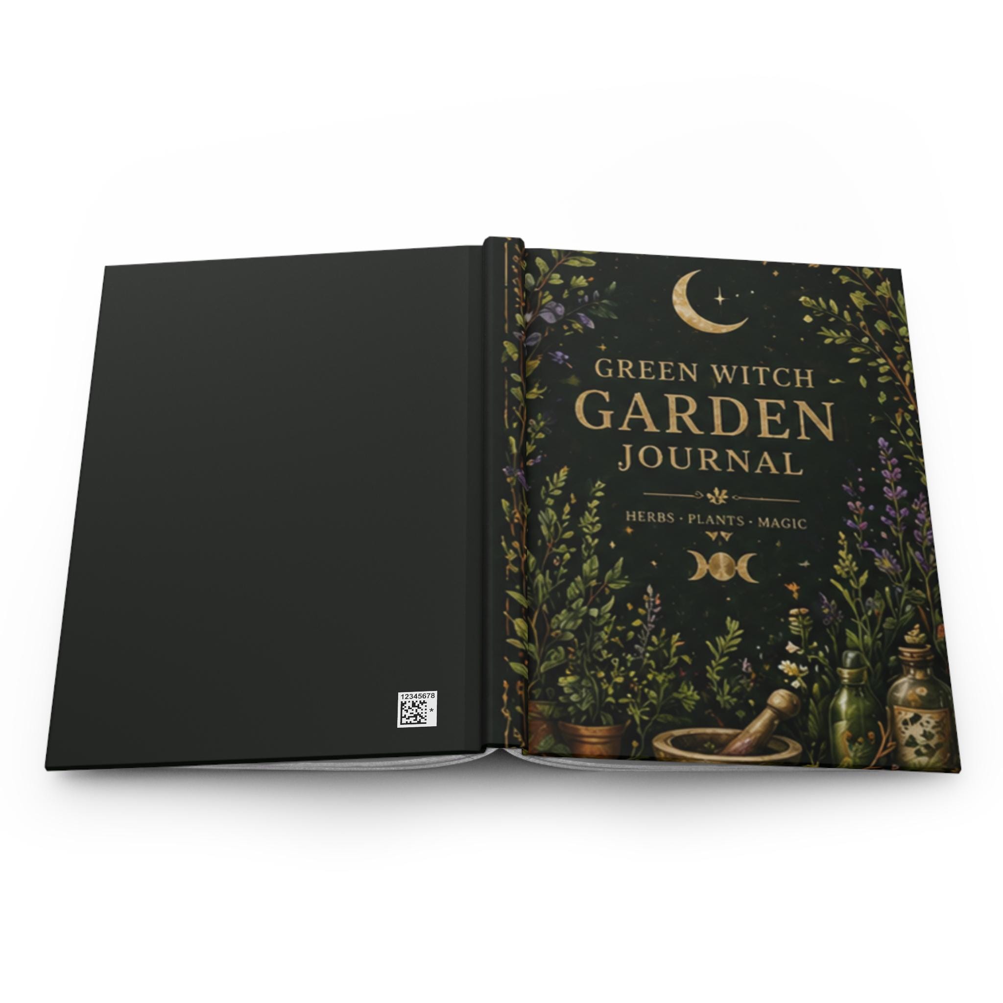 Green Witch Garden Journal Hardcover | Herbs Plants Magic Notebook,Plant lover Journal