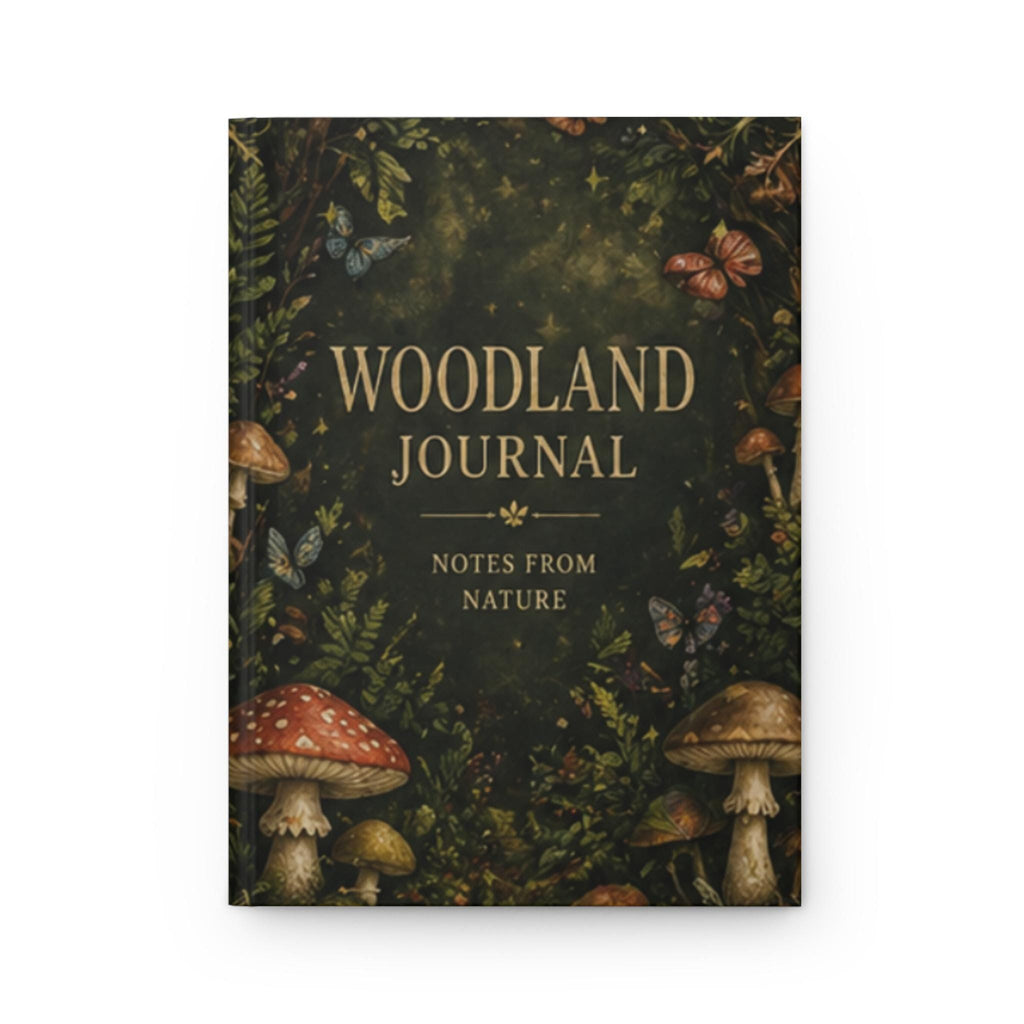 Woodland Journal Hardcover Journal | Notes From Nature, Mushroom Forest Design,Plant lover Gift