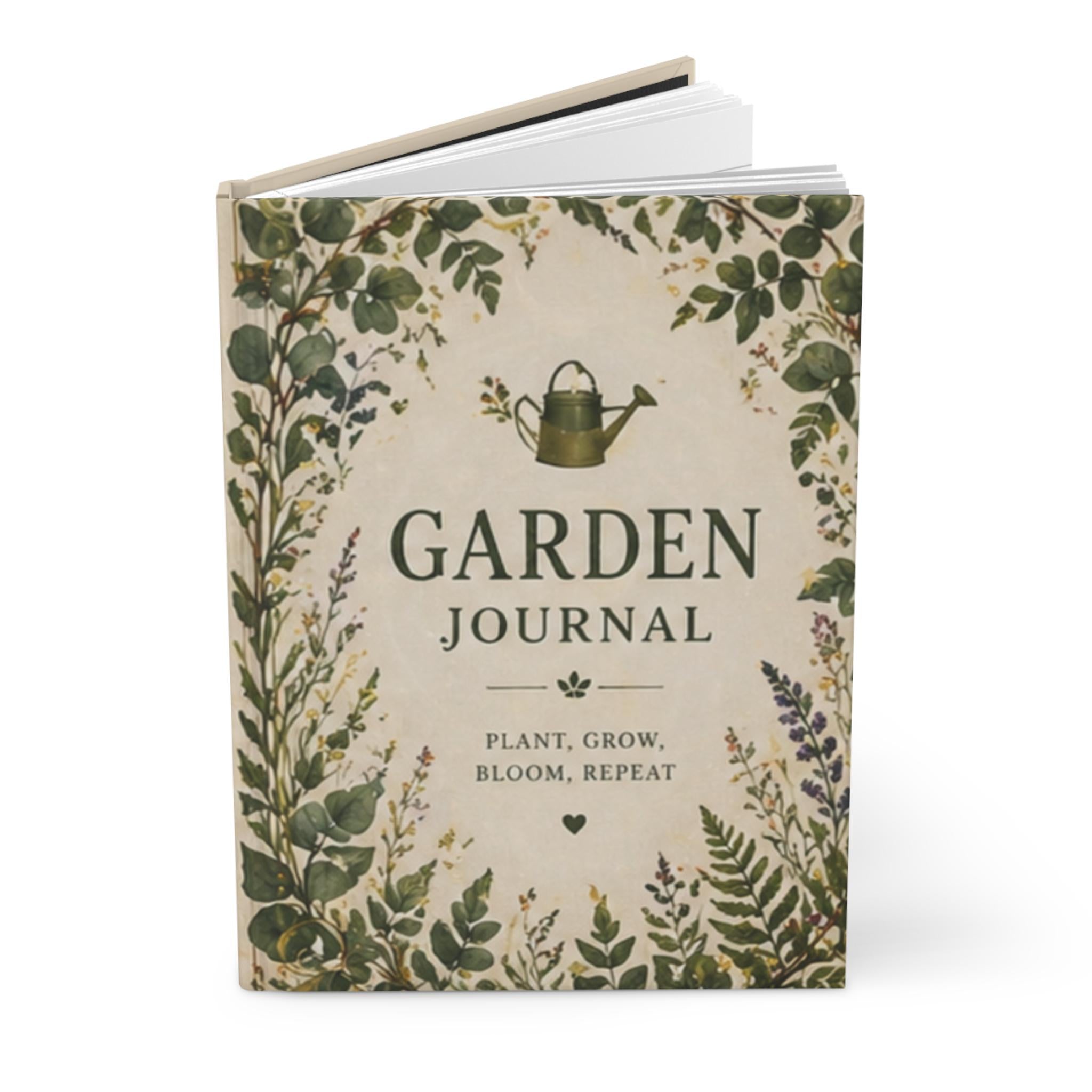 Garden Journal Hardcover Journal for Plants | Botanical Watering Can, Plant Grow Bloom Theme,Plant Lover Gift Journal