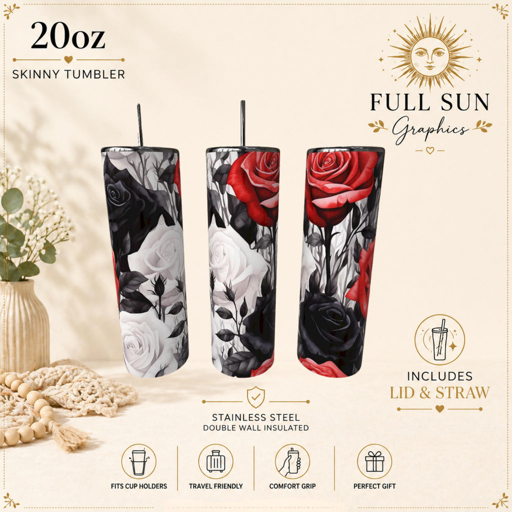 Black Rose Tumbler|20oz/ Tumbler|Coffee Cup
