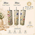 Wildflower Stainless Steel Tumbler, Cottagecore Floral Drinkware, Botanical Travel Cup