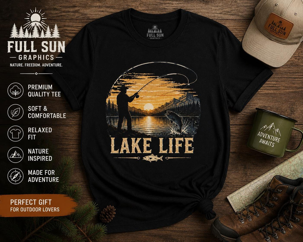 Lake Life Comfort Colors Fishing Shirt Outdoor Adventure Gift Him Her Lake House Tee