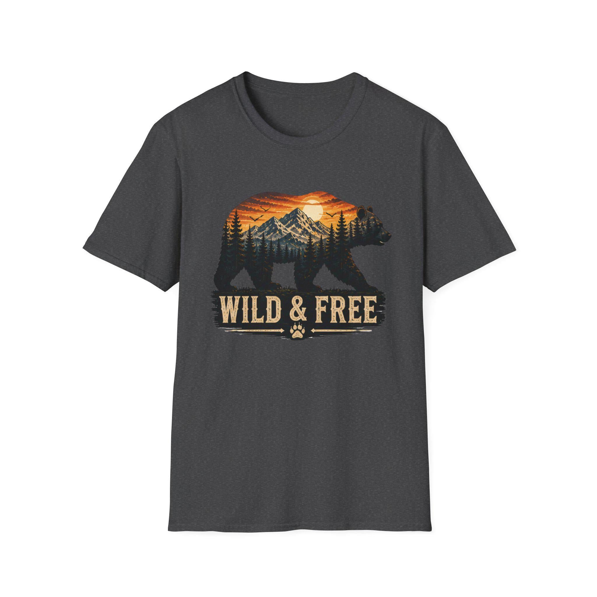 Wild and Free Bear Comfort Colors Shirt Camping Tee Outdoor Adventure Gift for Her Nature Lover