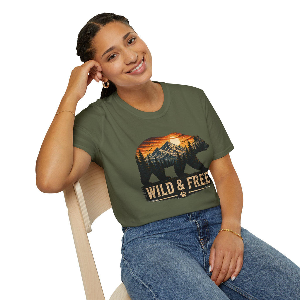 Wild and Free Bear Comfort Colors Shirt Camping Tee Outdoor Adventure Gift for Her Nature Lover