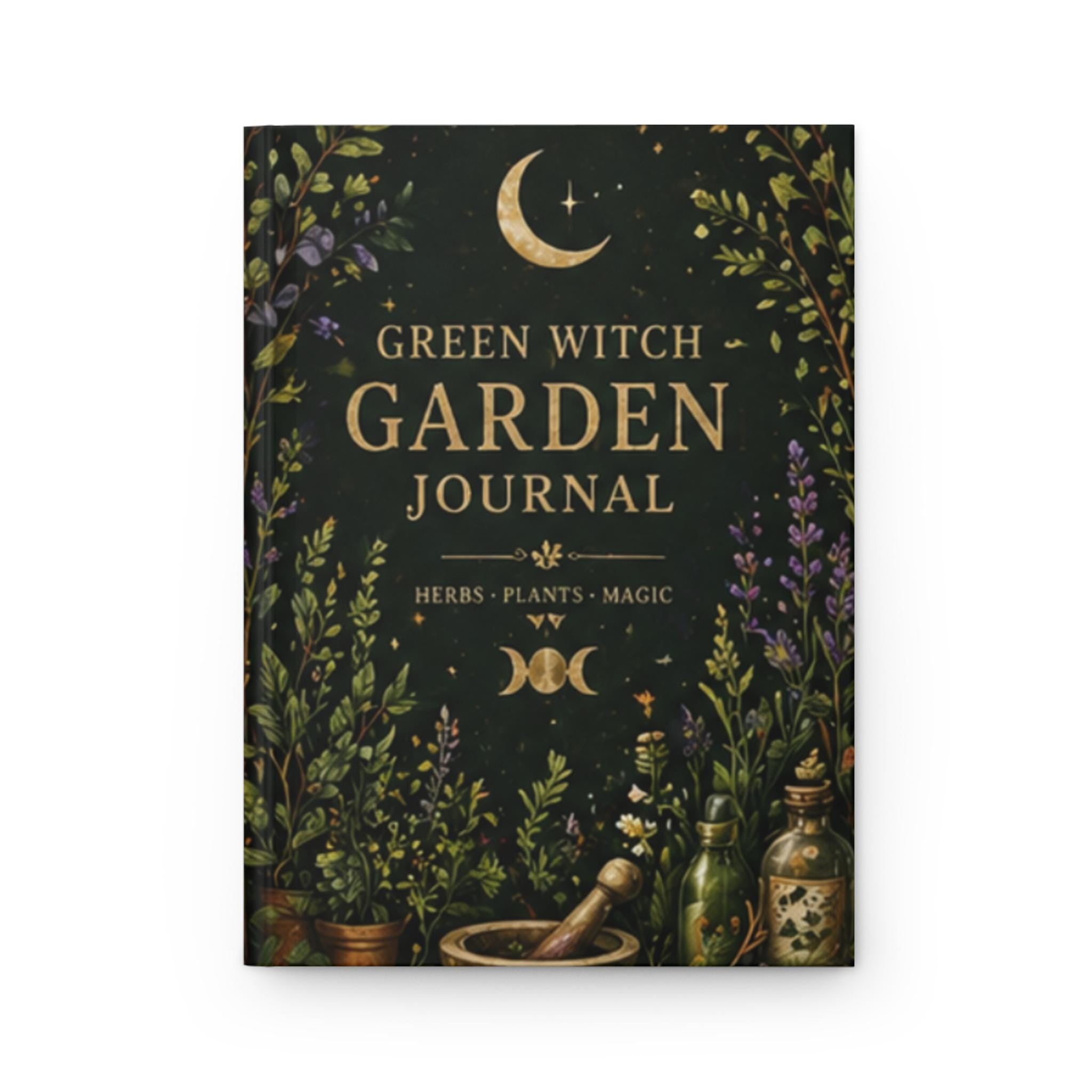 Green Witch Garden Journal Hardcover | Herbs Plants Magic Notebook,Plant lover Journal