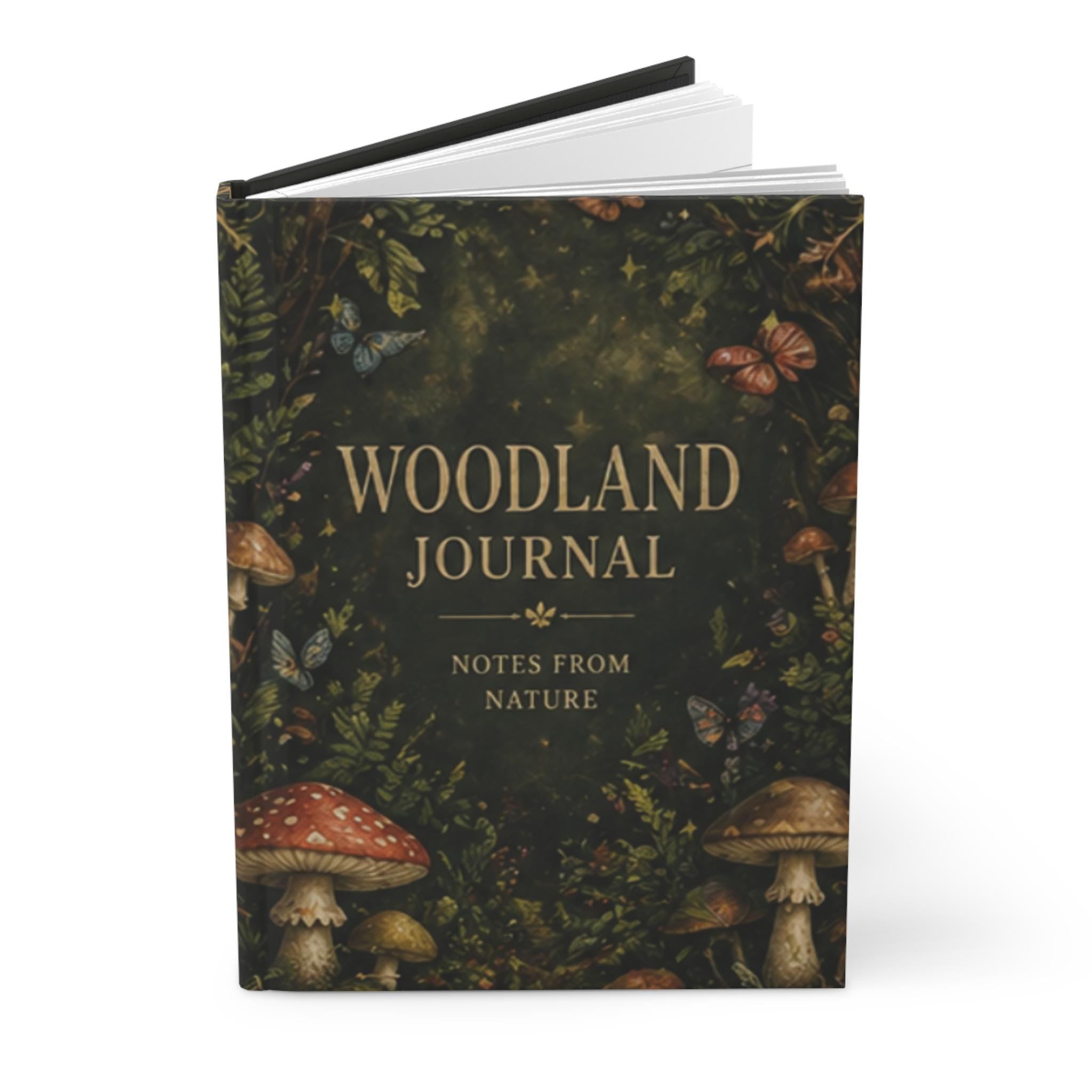 Woodland Journal Hardcover Journal | Notes From Nature, Mushroom Forest Design,Plant lover Gift