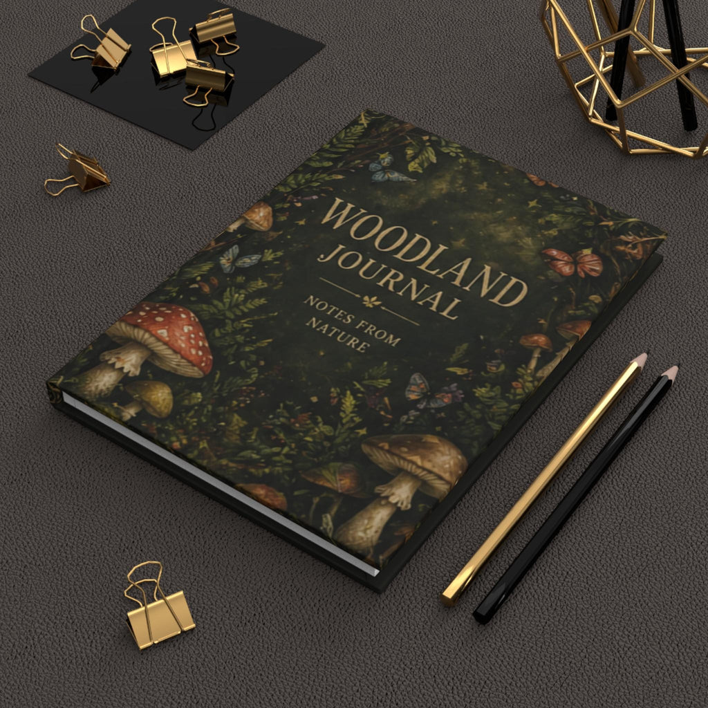 Woodland Journal Hardcover Journal | Notes From Nature, Mushroom Forest Design,Plant lover Gift