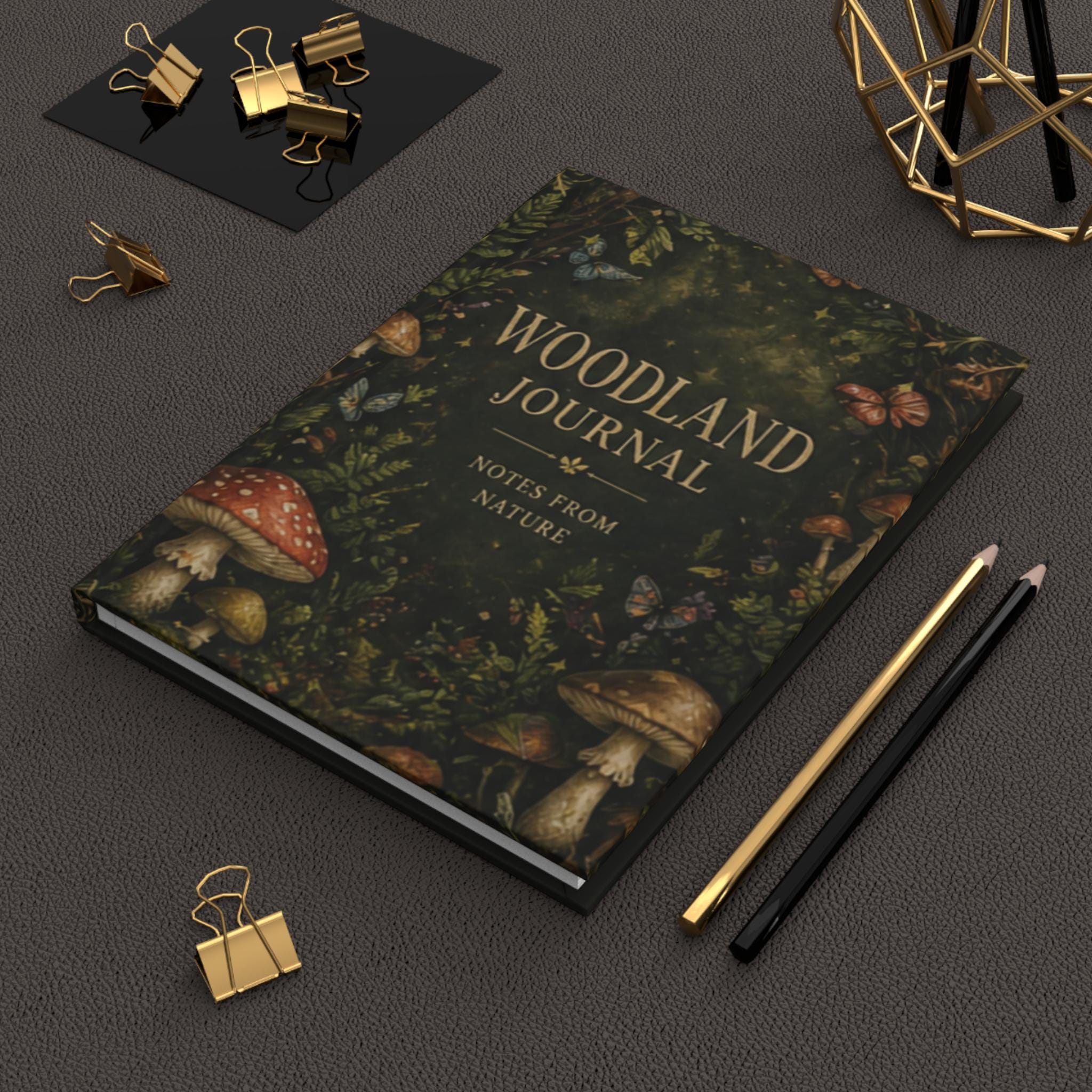Woodland Journal Hardcover Journal | Notes From Nature, Mushroom Forest Design,Plant lover Gift
