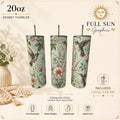 Hummingbird Botanical Floral Skinny Tumbler | Insulated Stainless Steel Cup