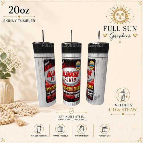 Blinker Fluid Tumbler Funny Mechanic Gift for Him Dad Husband 20oz 30oz Stainless Steel Insulated Cup