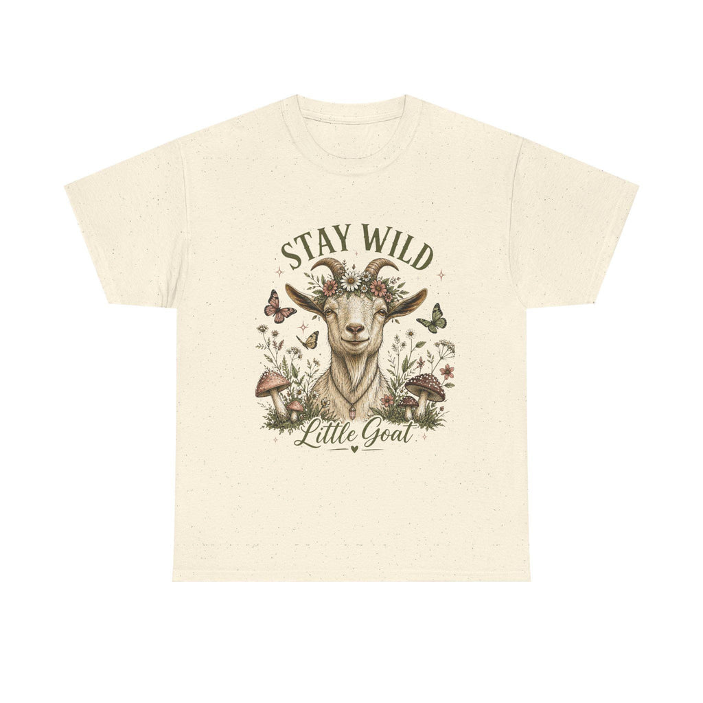 Goat T-Shirt Stay Wild Floral, Cute Goat Tee, Farm Animal Shirt, Cottagecore Goat Gift, Boho Farmhouse Womens Graphic Tee