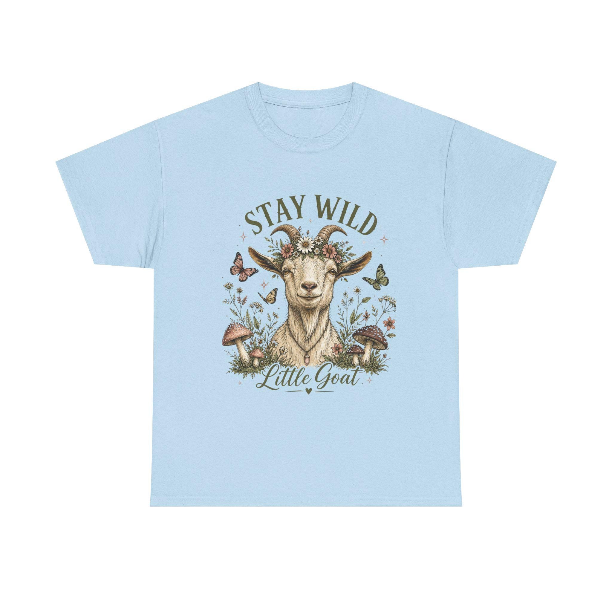Goat T-Shirt Stay Wild Floral, Cute Goat Tee, Farm Animal Shirt, Cottagecore Goat Gift, Boho Farmhouse Womens Graphic Tee