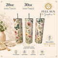 Butterfly Wildflower Stainless Steel Tumbler, Cottagecore Boho Nature Drinkware