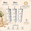 Wildflower Skinny Tumbler, Floral Summer Drinkware, Cottagecore Nature Lover Cup|Fathers Day