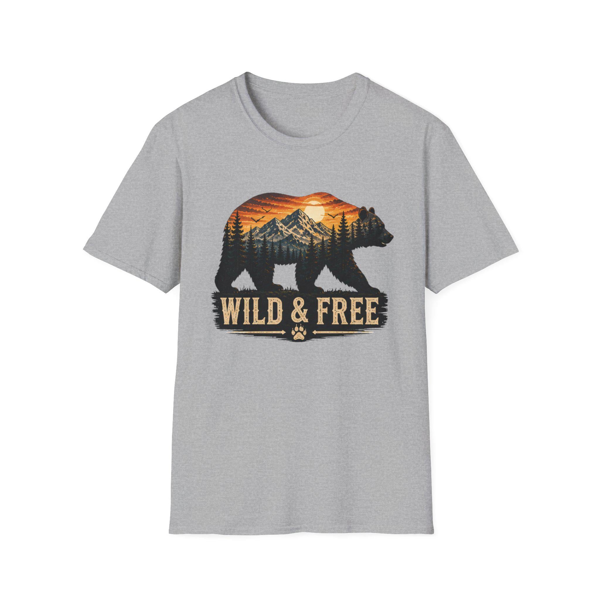 Wild and Free Bear Comfort Colors Shirt Camping Tee Outdoor Adventure Gift for Her Nature Lover
