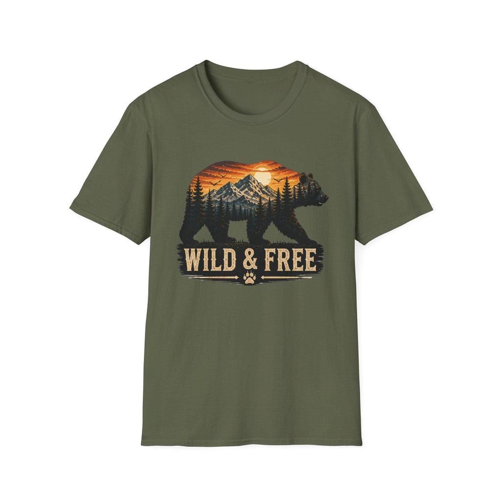 Wild and Free Bear Comfort Colors Shirt Camping Tee Outdoor Adventure Gift for Her Nature Lover
