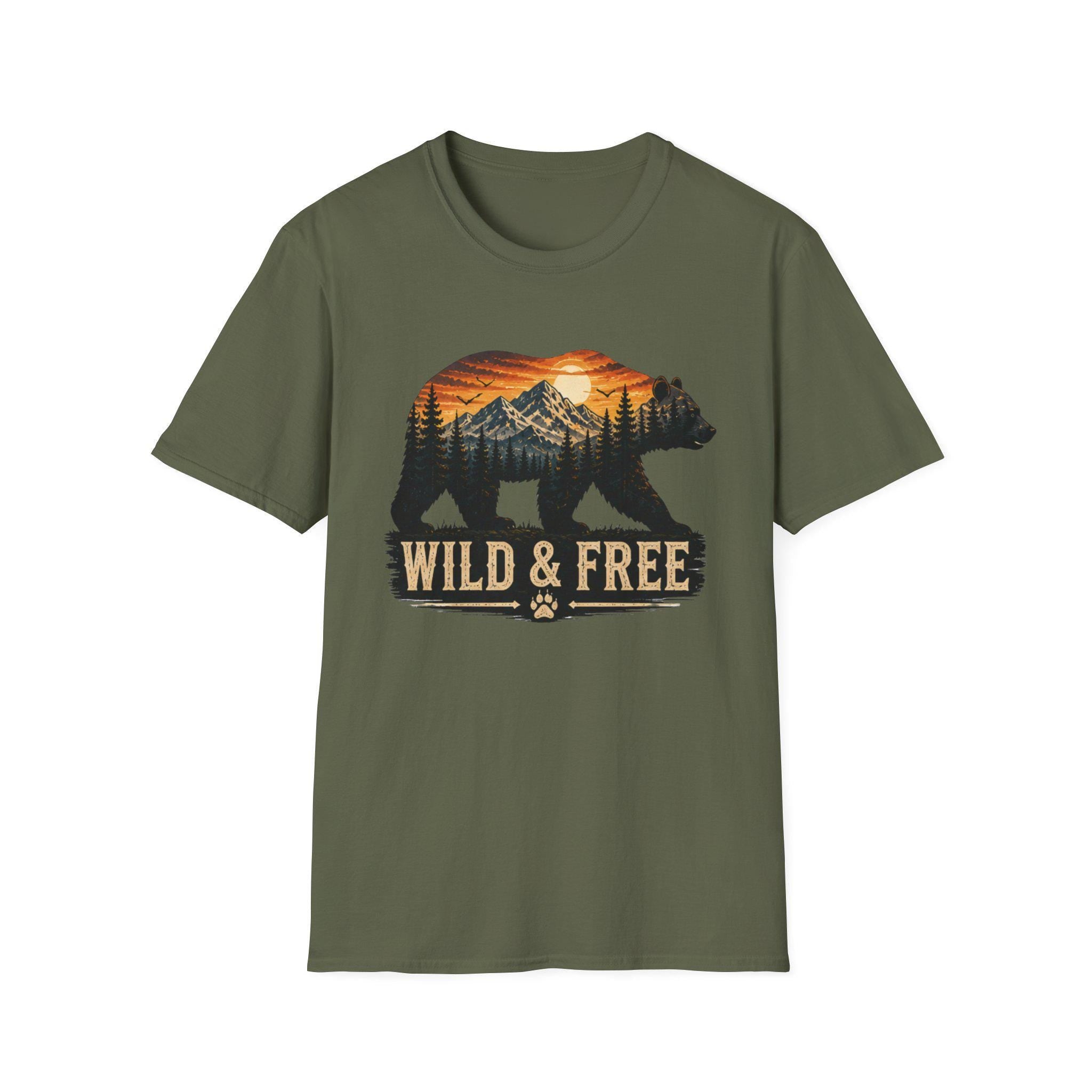 Wild and Free Bear Comfort Colors Shirt Camping Tee Outdoor Adventure Gift for Her Nature Lover