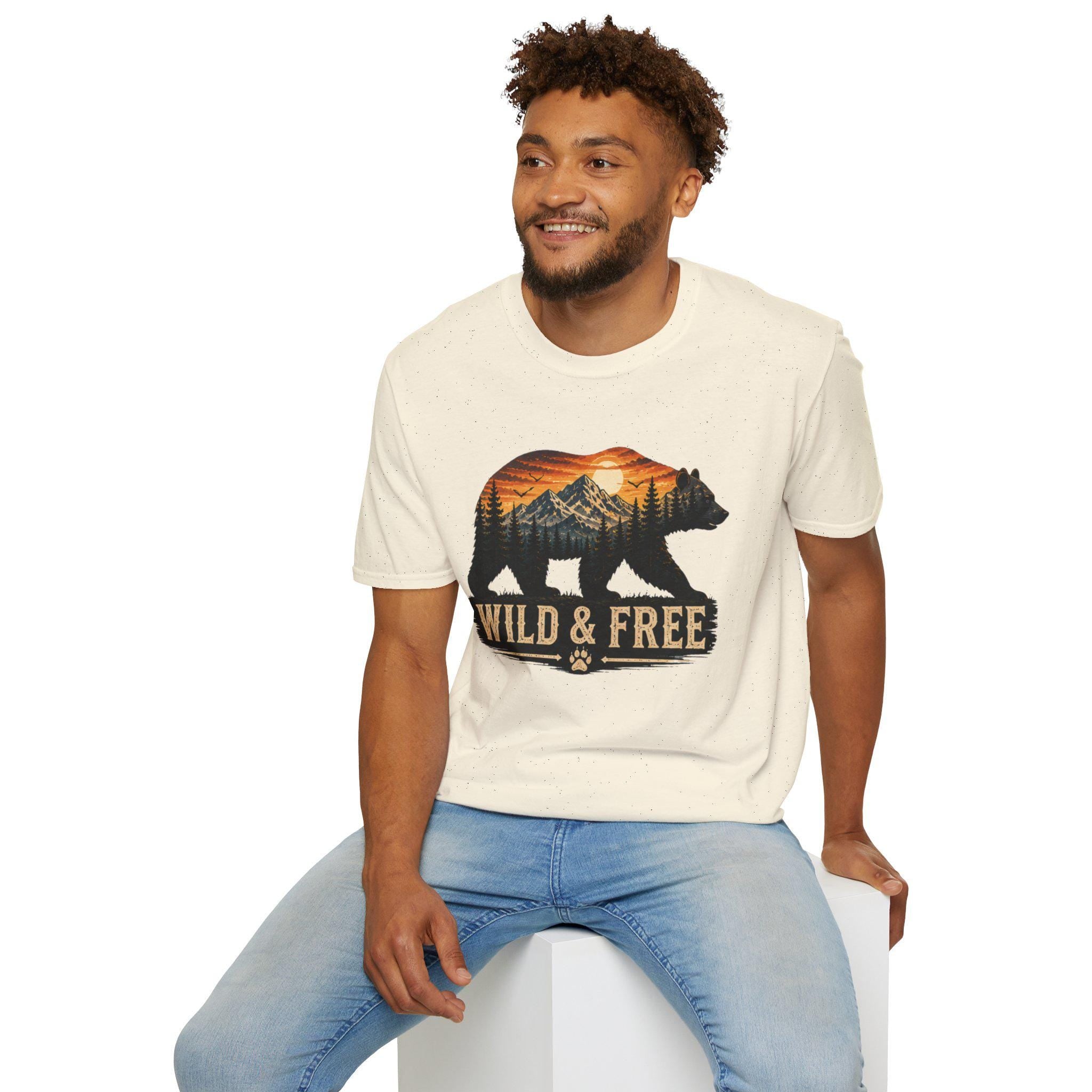 Wild and Free Bear Comfort Colors Shirt Camping Tee Outdoor Adventure Gift for Her Nature Lover