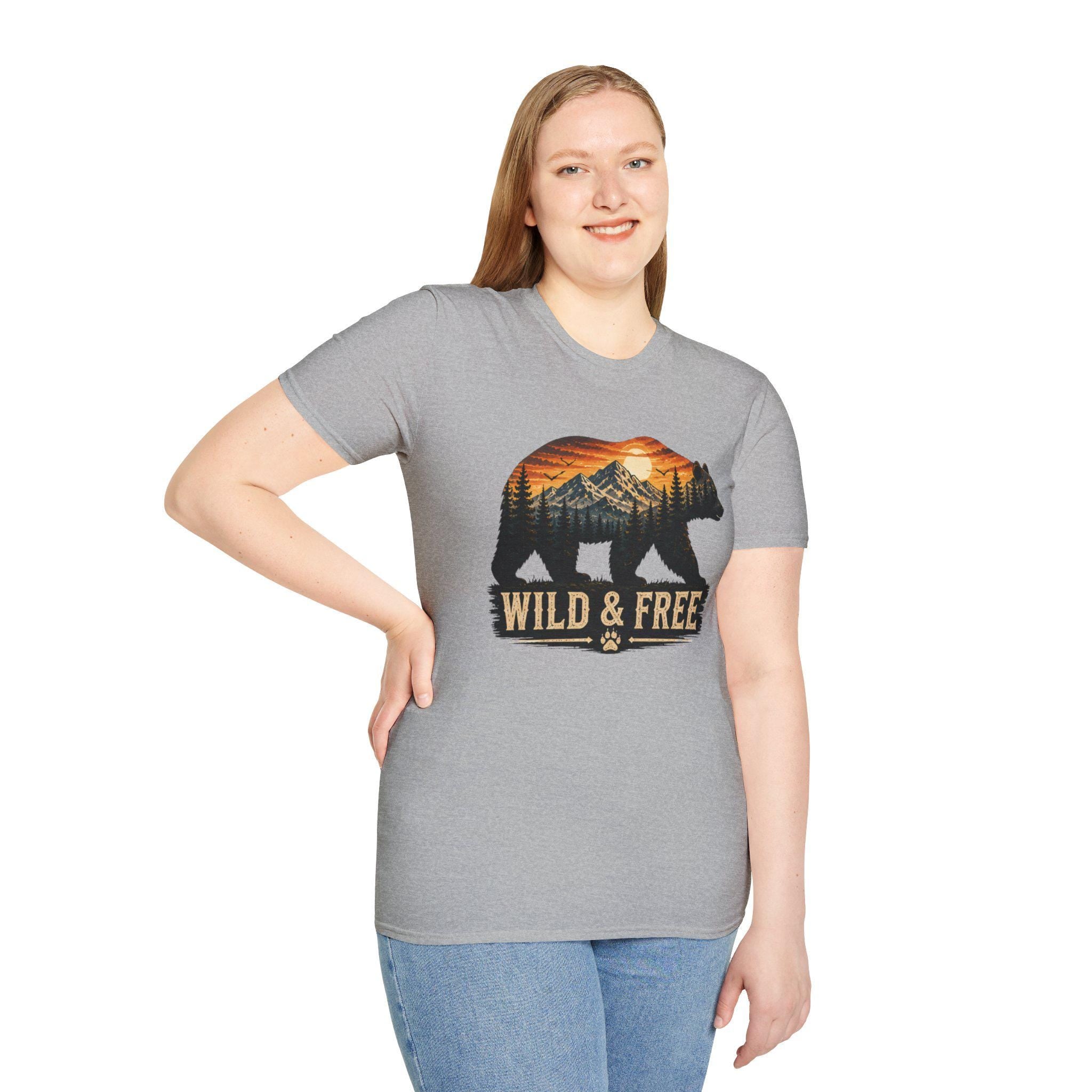 Wild and Free Bear Comfort Colors Shirt Camping Tee Outdoor Adventure Gift for Her Nature Lover