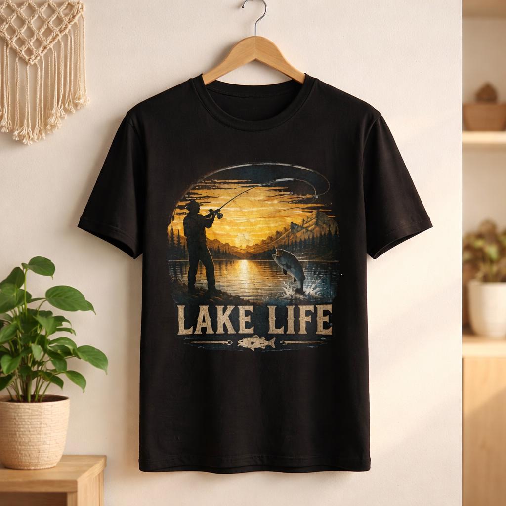 Lake Life Comfort Colors Fishing Shirt Outdoor Adventure Gift Him Her Lake House Tee