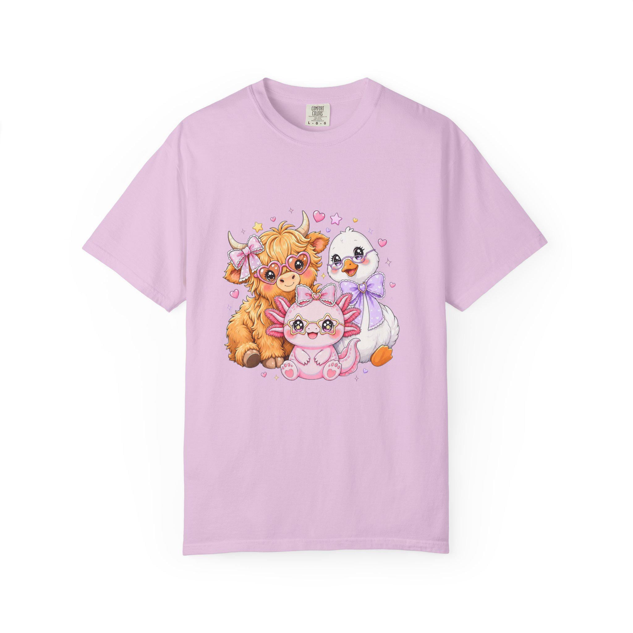 Cute Farm Animals T-Shirt, Cow Chick Kitten Kawaii Tee, Cottagecore Shirt, Country Girl Gift, Pastel Aesthetic Farmhouse Tee