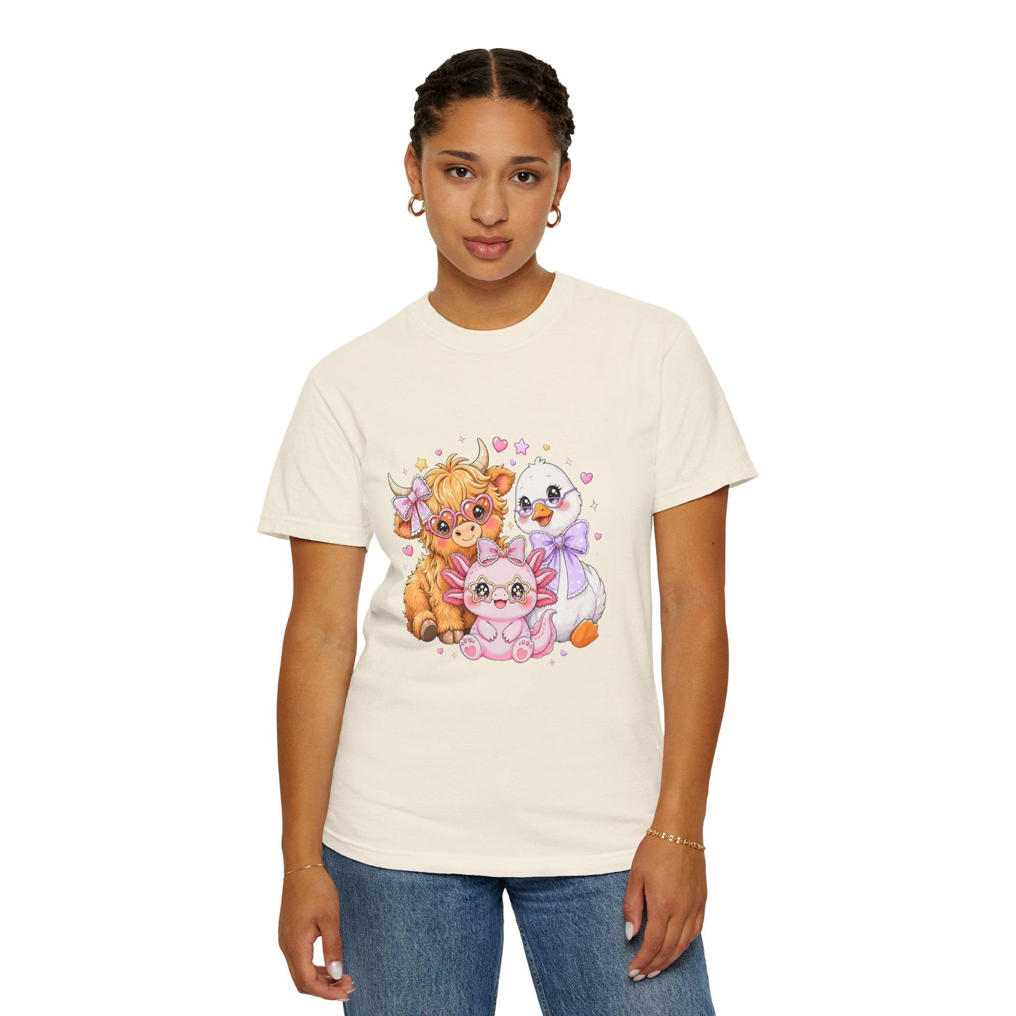 Cute Farm Animals T-Shirt, Cow Chick Kitten Kawaii Tee, Cottagecore Shirt, Country Girl Gift, Pastel Aesthetic Farmhouse Tee