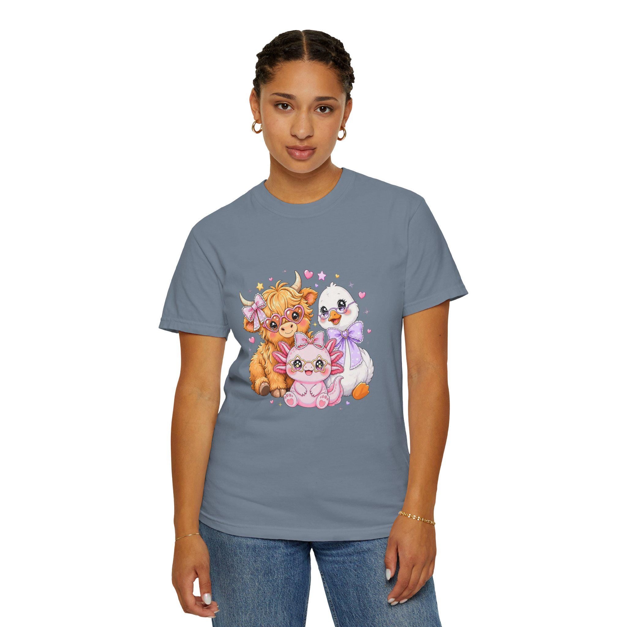 Cute Farm Animals T-Shirt, Cow Chick Kitten Kawaii Tee, Cottagecore Shirt, Country Girl Gift, Pastel Aesthetic Farmhouse Tee
