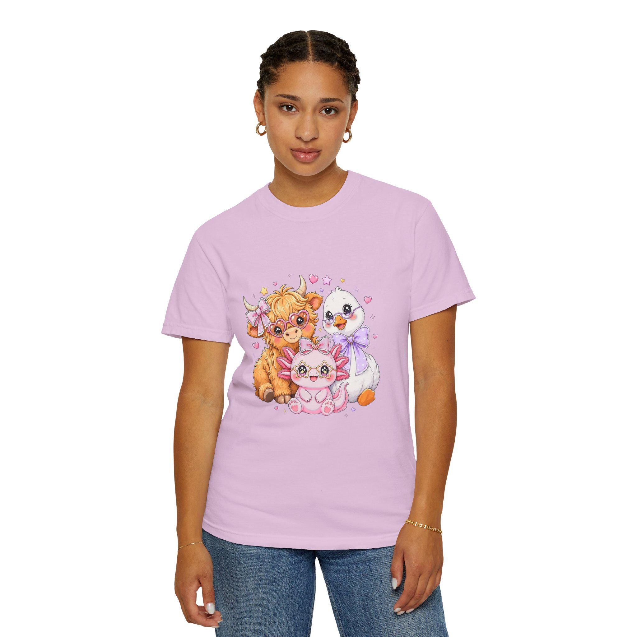 Cute Farm Animals T-Shirt, Cow Chick Kitten Kawaii Tee, Cottagecore Shirt, Country Girl Gift, Pastel Aesthetic Farmhouse Tee