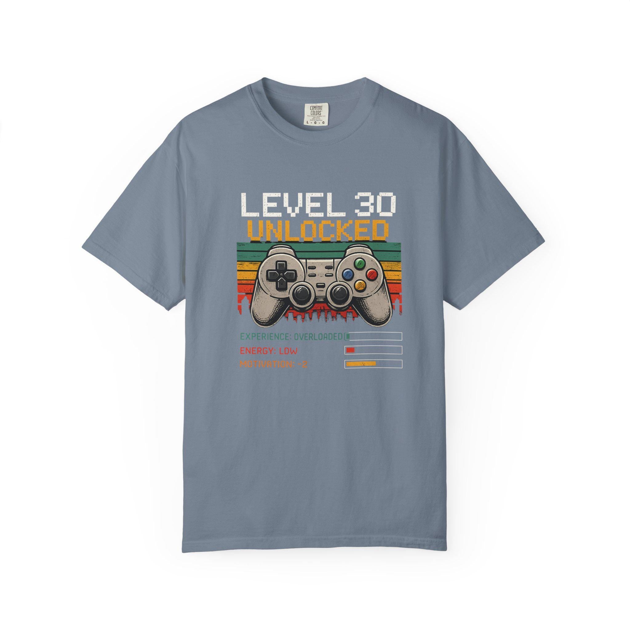 Level 30 Unlocked Gamer Shirt, 30th Birthday Gift for Him, Funny Video Game Tee, Retro Gaming T-Shirt, Nerdy 30 Bday Present