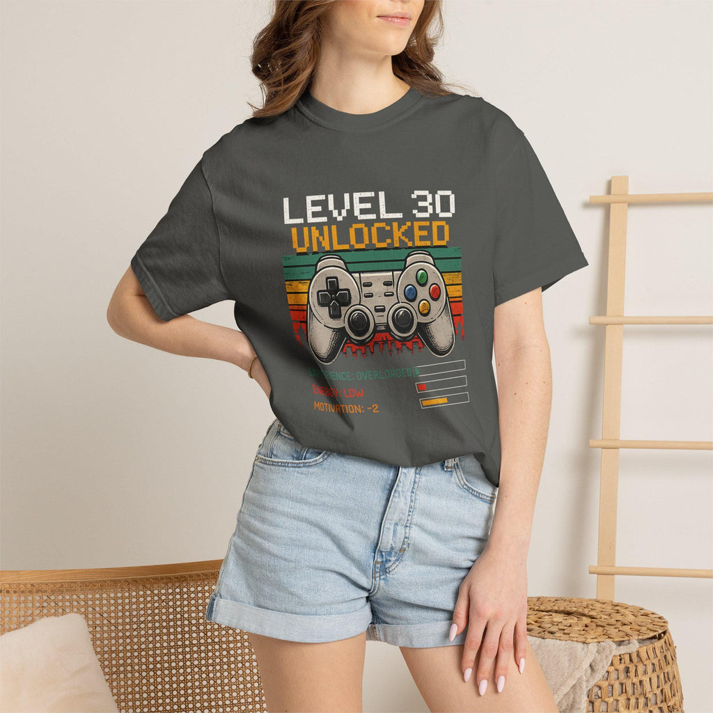 Level 30 Unlocked Gamer Shirt, 30th Birthday Gift for Him, Funny Video Game Tee, Retro Gaming T-Shirt, Nerdy 30 Bday Present