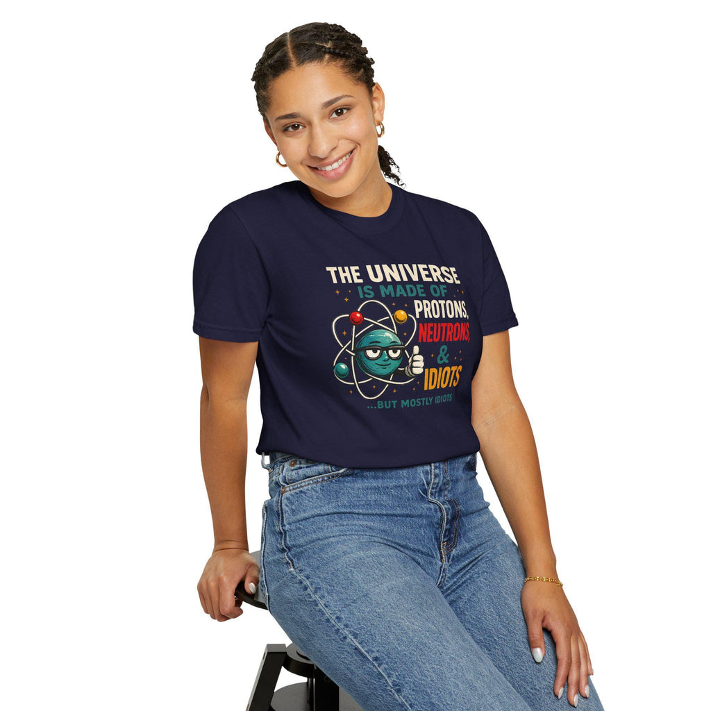 Science Humor T-Shirt Protons Neutrons Idiots, Funny Chemistry Teacher Gift, Nerdy Physics Pun Tee, Science Nerd Shirt