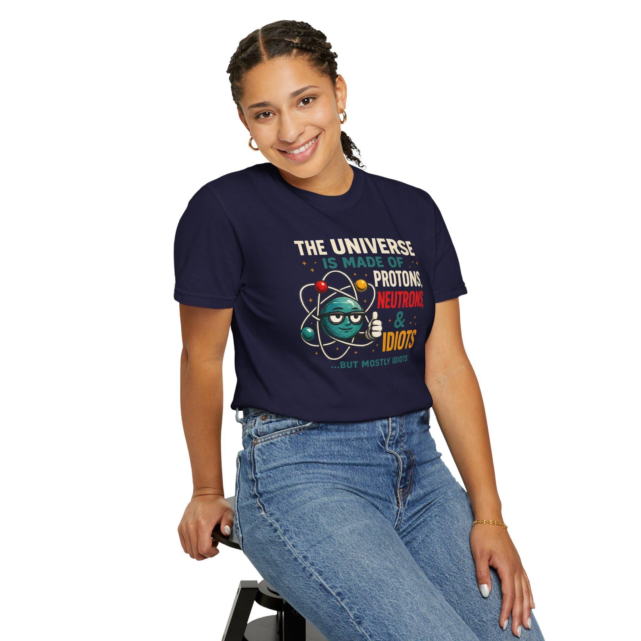Science Humor T-Shirt Protons Neutrons Idiots, Funny Chemistry Teacher Gift, Nerdy Physics Pun Tee, Science Nerd Shirt