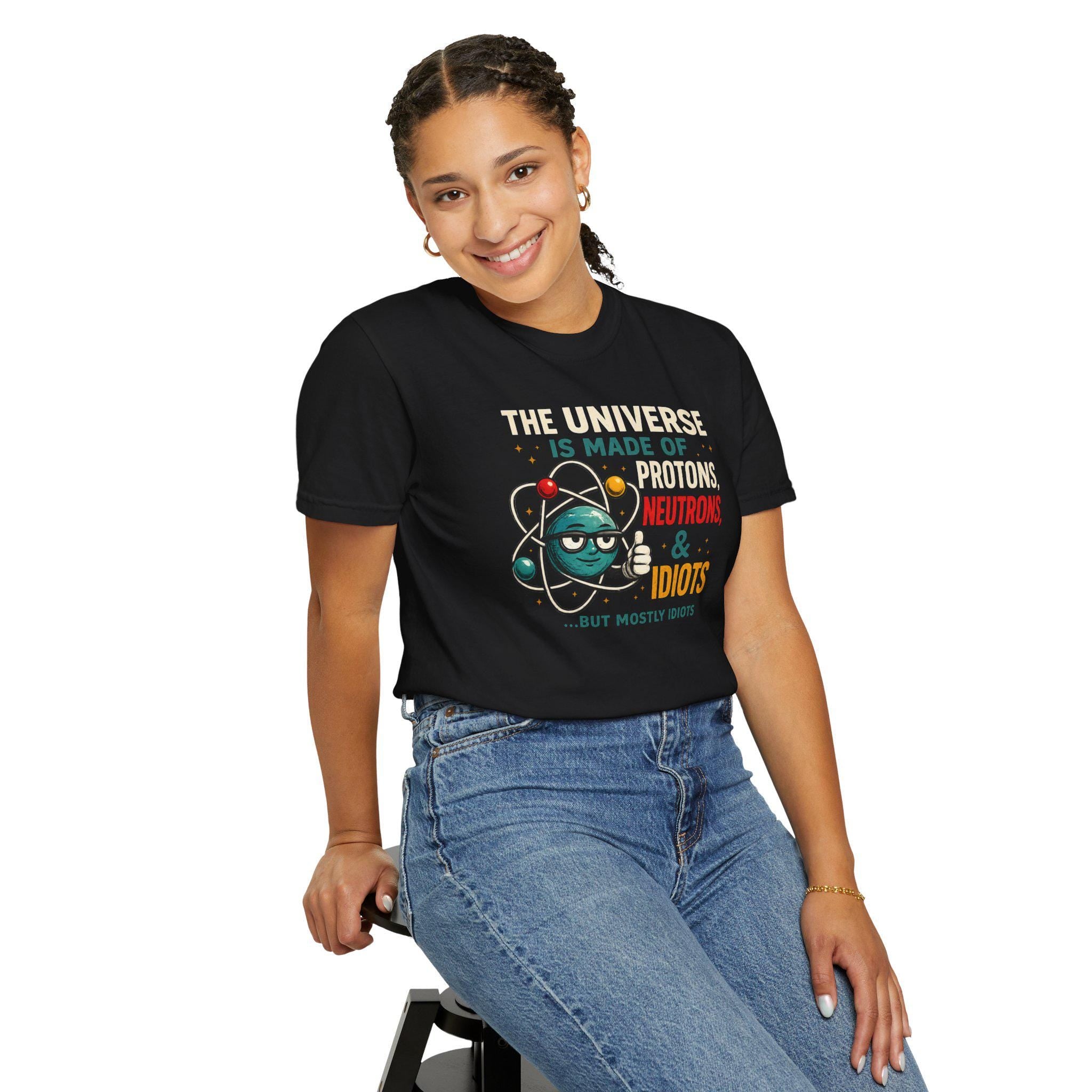 Science Humor T-Shirt Protons Neutrons Idiots, Funny Chemistry Teacher Gift, Nerdy Physics Pun Tee, Science Nerd Shirt