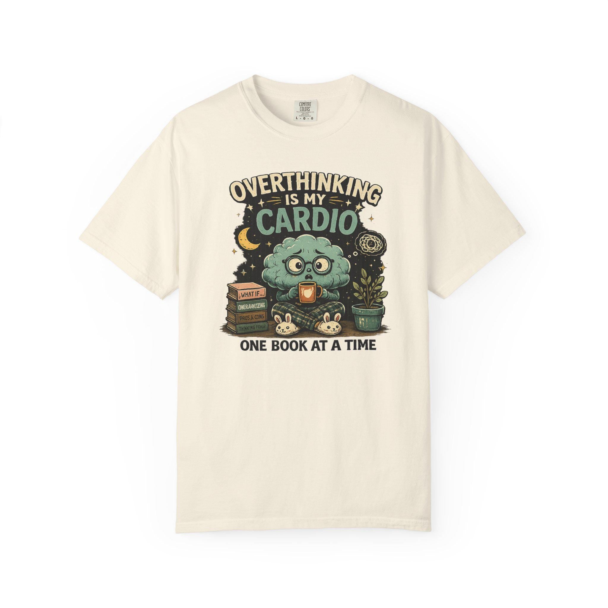 Overthinking Is My Cardio Shirt, Funny Bookish T-Shirt, Introvert Book Lover Tee, Sarcastic Reader Gift, Bookworm Graphic Tee