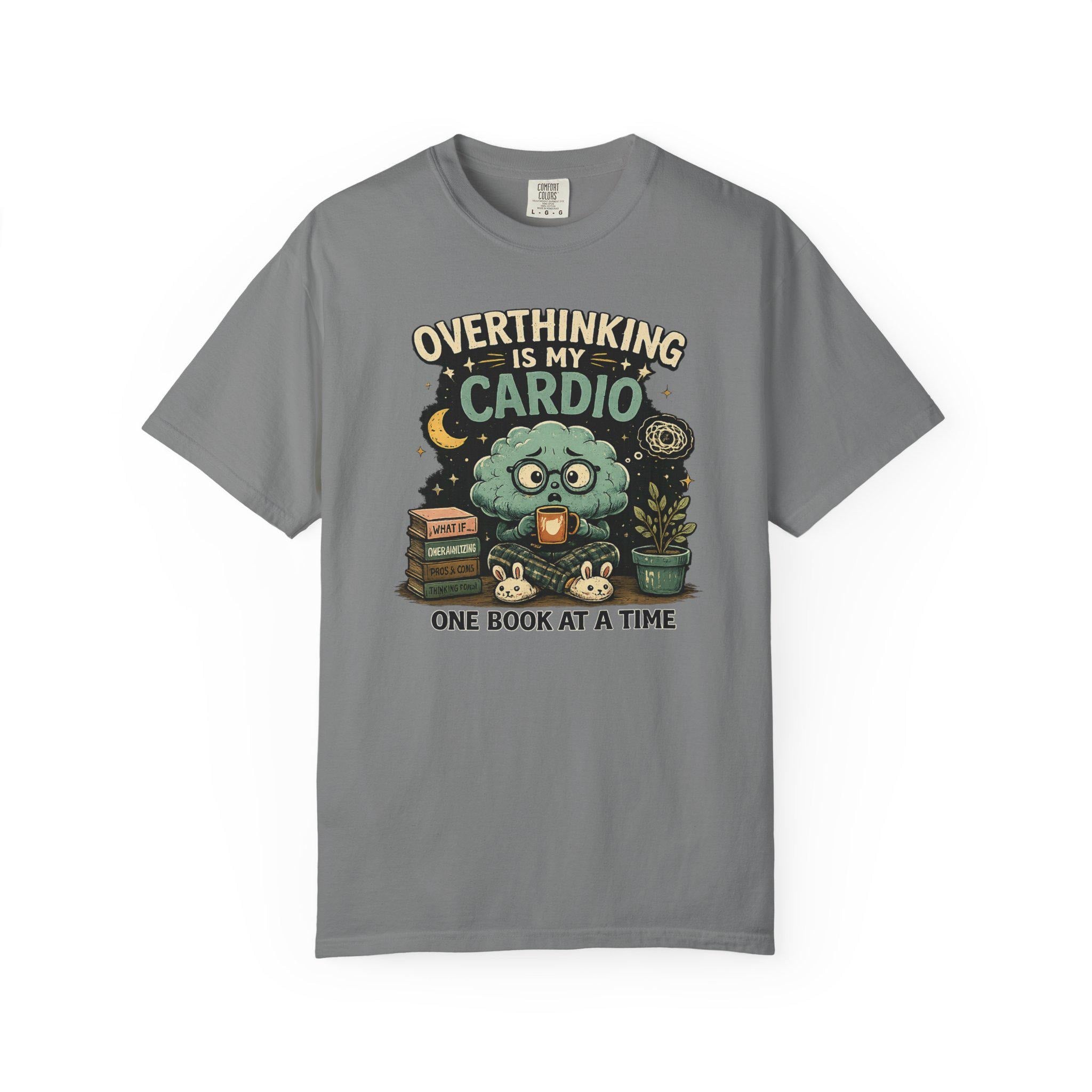 Overthinking Is My Cardio Shirt, Funny Bookish T-Shirt, Introvert Book Lover Tee, Sarcastic Reader Gift, Bookworm Graphic Tee