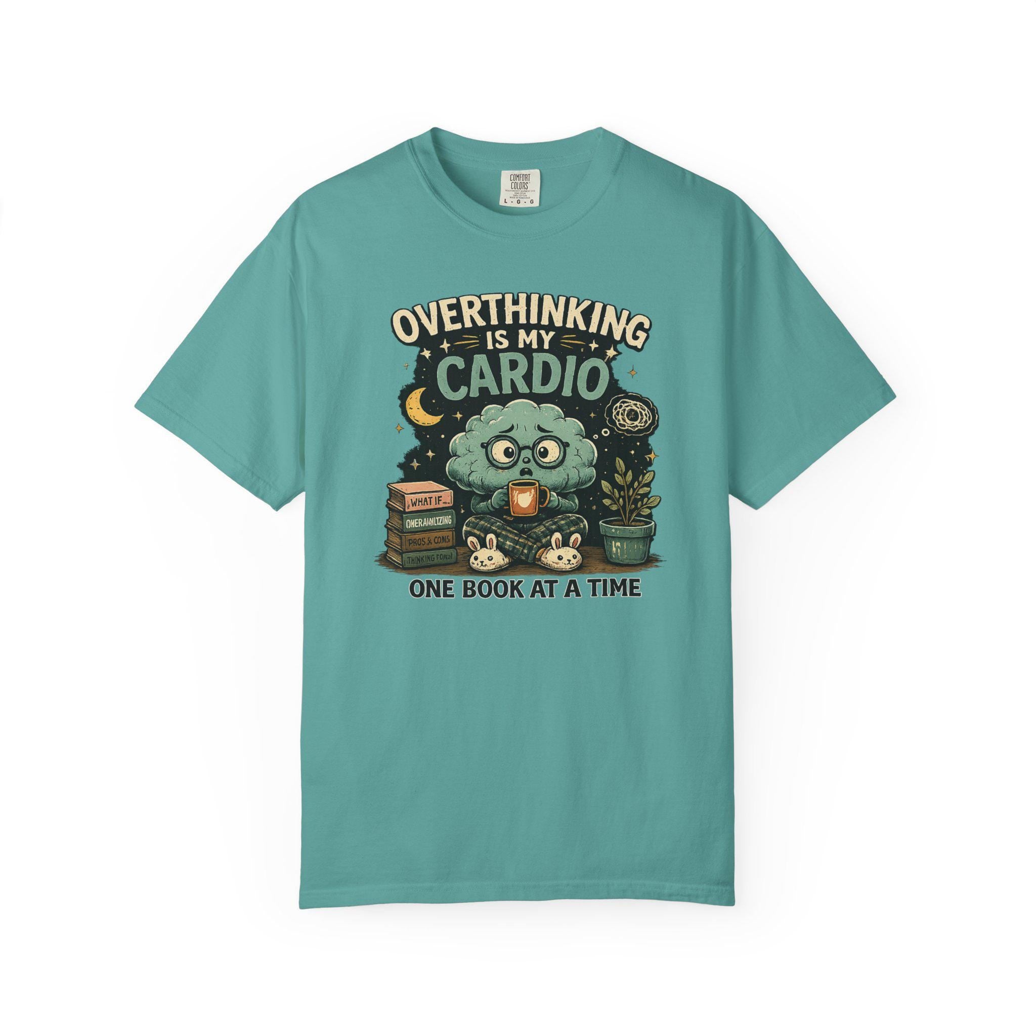 Overthinking Is My Cardio Shirt, Funny Bookish T-Shirt, Introvert Book Lover Tee, Sarcastic Reader Gift, Bookworm Graphic Tee