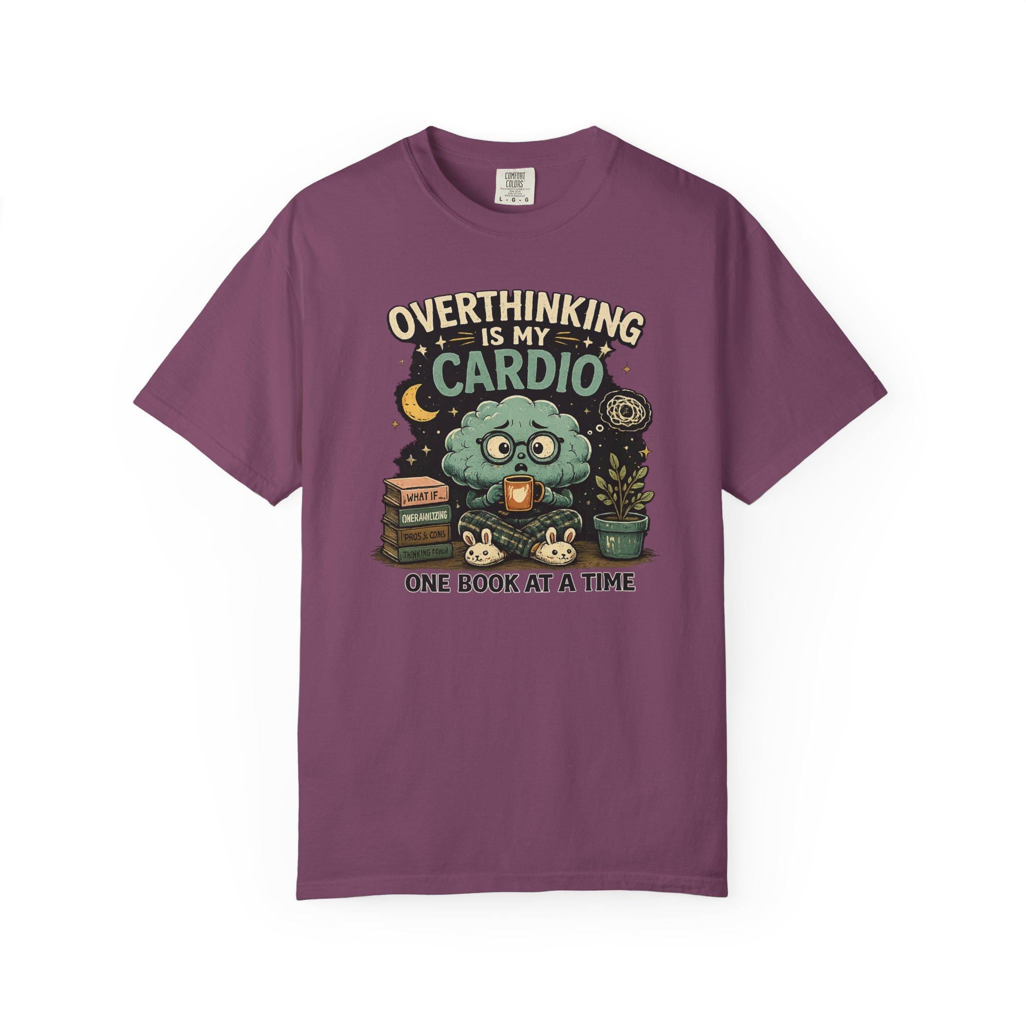 Overthinking Is My Cardio Shirt, Funny Bookish T-Shirt, Introvert Book Lover Tee, Sarcastic Reader Gift, Bookworm Graphic Tee