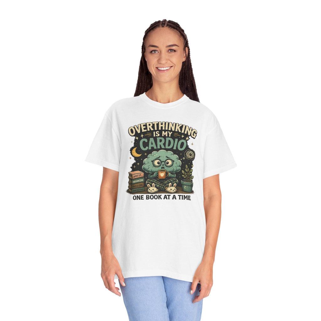 Overthinking Is My Cardio Shirt, Funny Bookish T-Shirt, Introvert Book Lover Tee, Sarcastic Reader Gift, Bookworm Graphic Tee