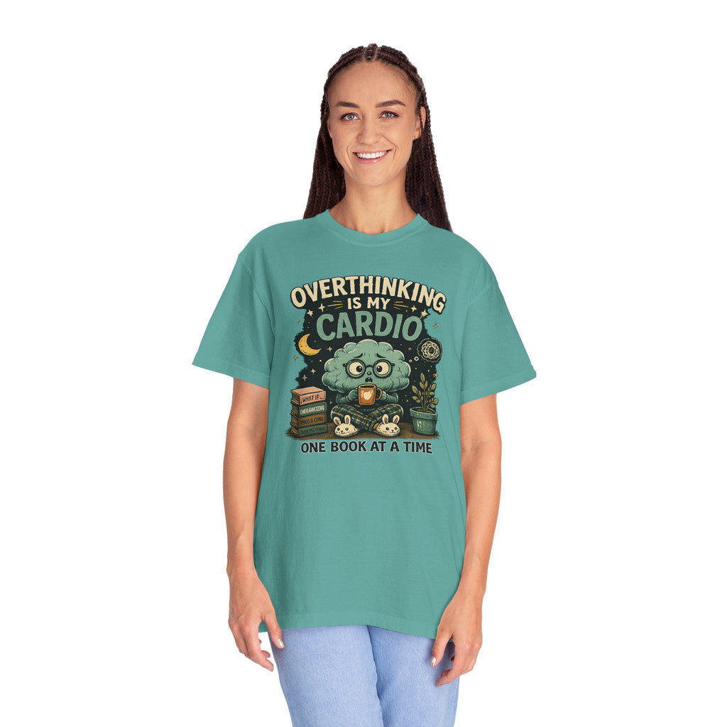 Overthinking Is My Cardio Shirt, Funny Bookish T-Shirt, Introvert Book Lover Tee, Sarcastic Reader Gift, Bookworm Graphic Tee
